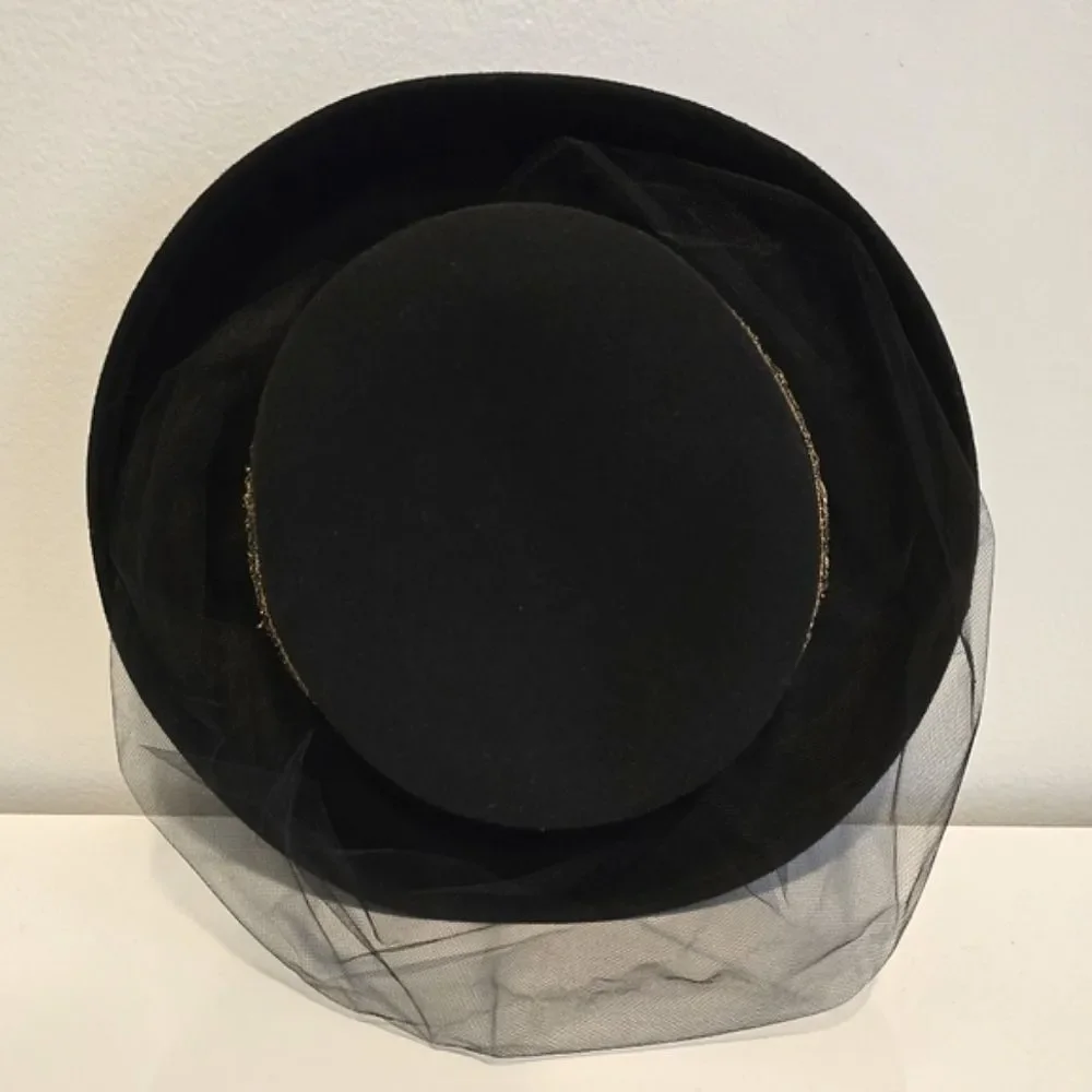 Vintage Bollman Black Wool Felt Church Derby Hat